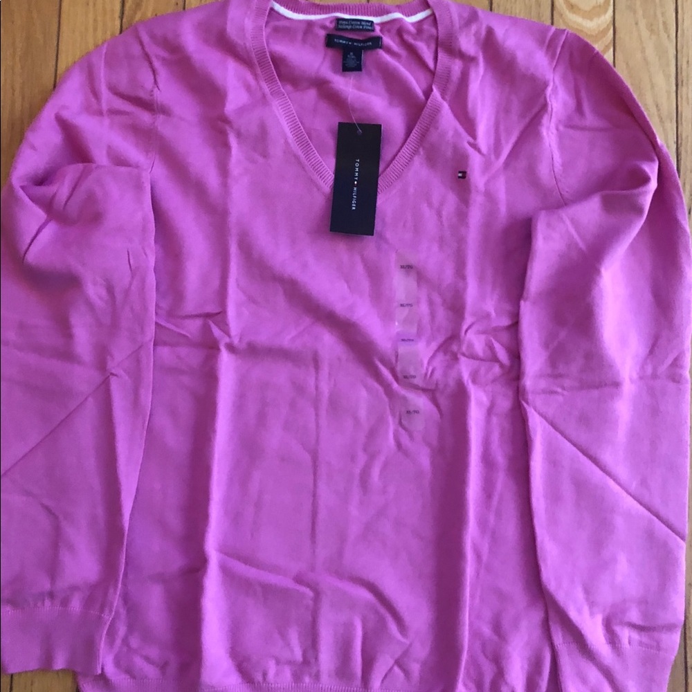 Tommy Hilfiger V-neck Sweater. Pink. Xl. NWT